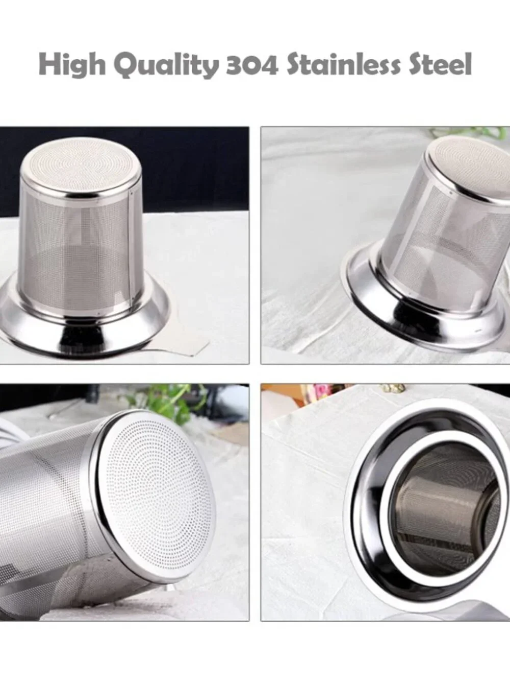 Tea Infuser, Extra Fine Mesh Tea Strainer with Silicone Lid, 304 Stainless Steel